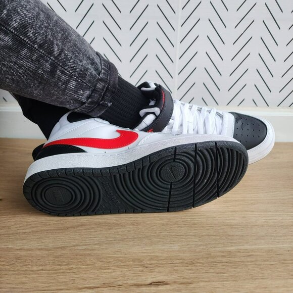 Nike Court Borough Mid 2 Sz 7Y Big Kid Shoes White Red School Sneaker CD7782-110 - Picture 3 of 14